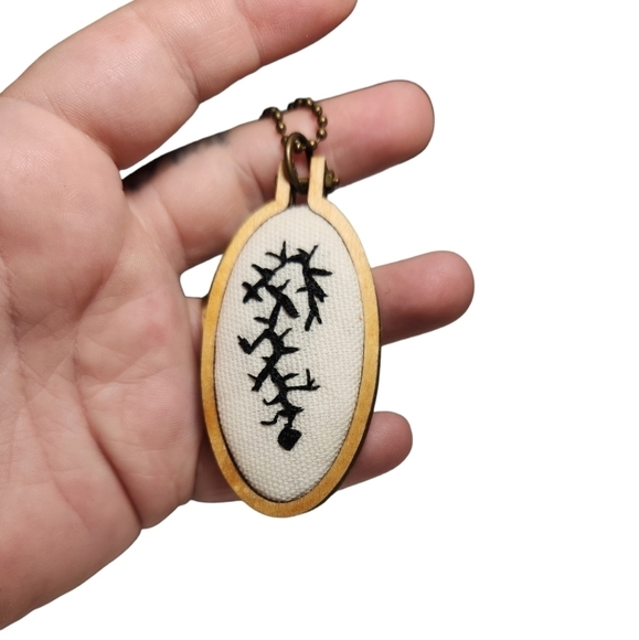 Handmade Embroidered Pendant Necklace - Picture 4 of 5